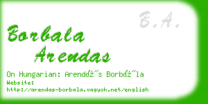borbala arendas business card